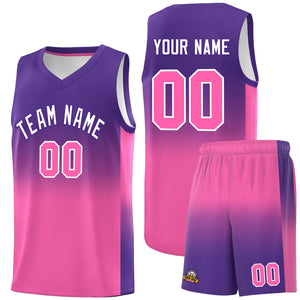 Custom Purple Pink Gradient Fashion Sets Sports Uniform Basketball Jersey