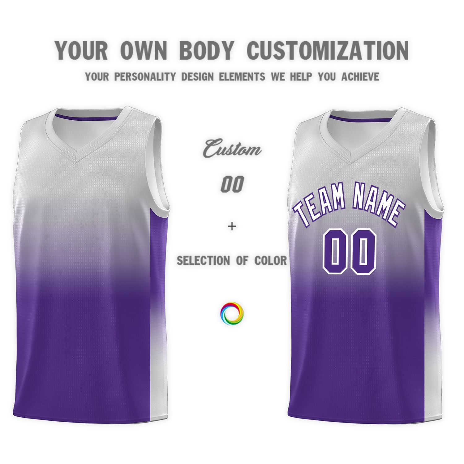 Custom Gray Purple Gradient Fashion Sets Sports Uniform Basketball Jersey