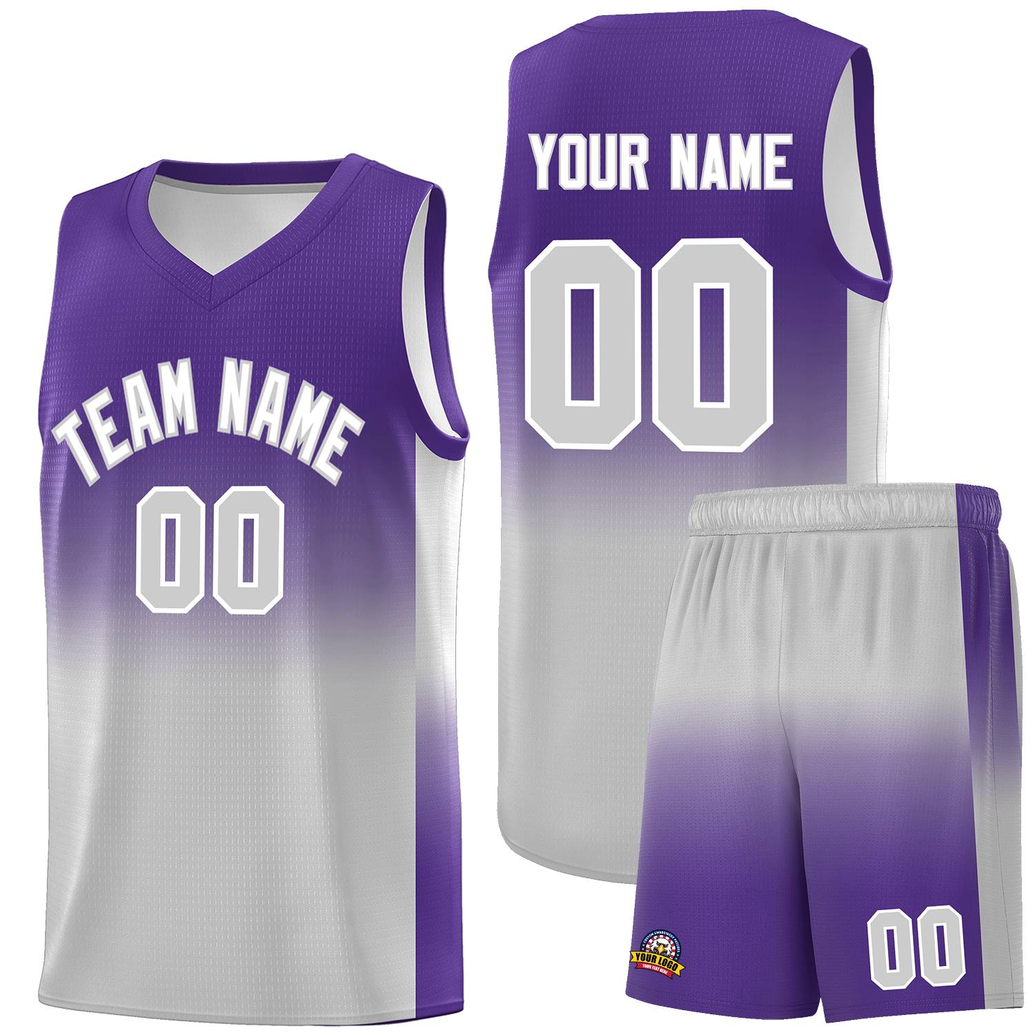 Custom Purple Gray Gradient Fashion Sets Sports Uniform Basketball Jersey