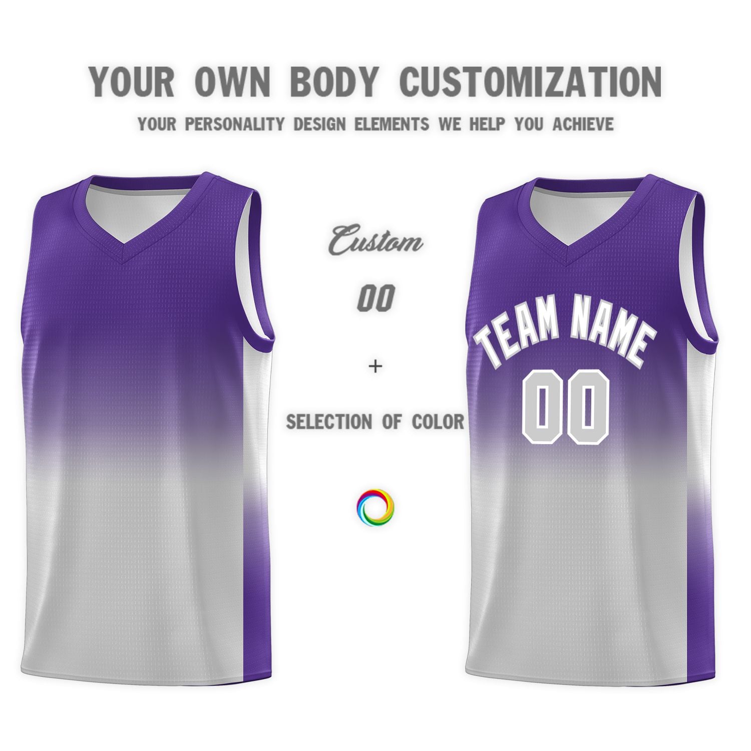 Custom Purple Gray Gradient Fashion Sets Sports Uniform Basketball Jersey