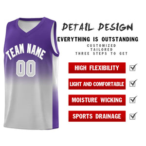 Custom Purple Gray Gradient Fashion Sets Sports Uniform Basketball Jersey