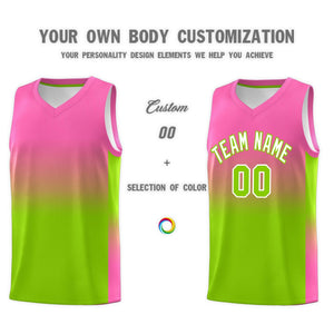 Custom Pink Neon Green Gradient Fashion Sets Sports Uniform Basketball Jersey