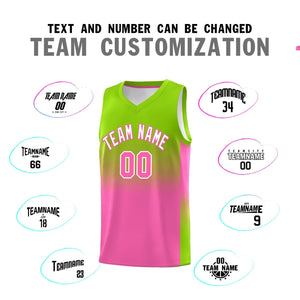 Custom Neon Green Pink Gradient Fashion Sets Sports Uniform Basketball Jersey