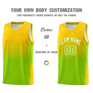 Custom Gold Neon Green Gradient Fashion Sets Sports Uniform Basketball Jersey