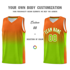 Custom Orange Neon Green Gradient Fashion Sets Sports Uniform Basketball Jersey