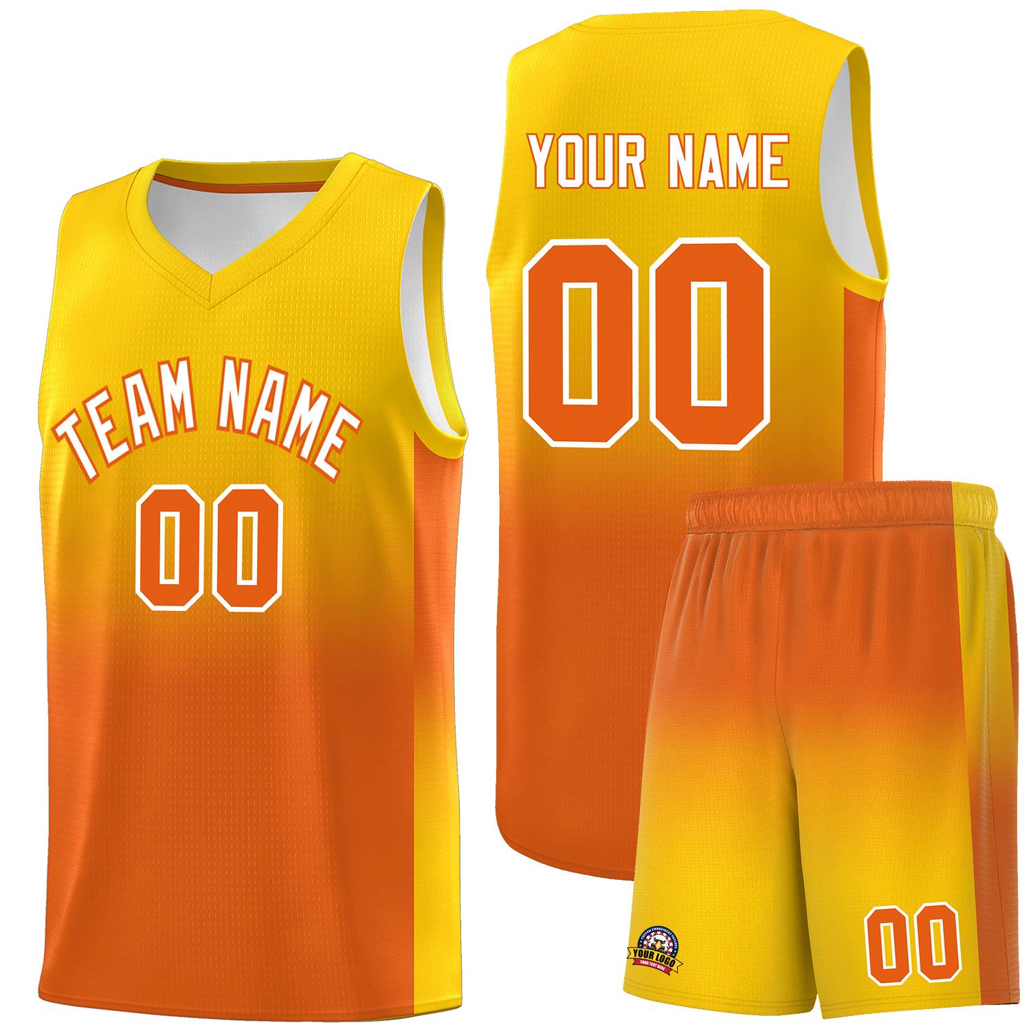 Custom Gold Orange Gradient Fashion Sets Sports Uniform Basketball Jersey