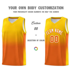 Custom Gold Orange Gradient Fashion Sets Sports Uniform Basketball Jersey