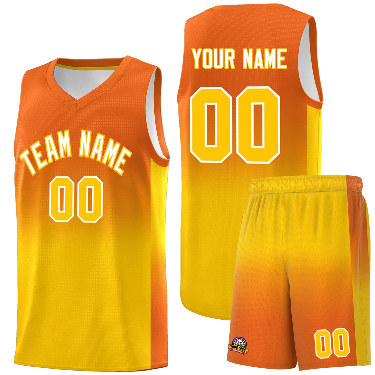 Custom Orange Gold Gradient Fashion Sets Sports Uniform Basketball Jersey