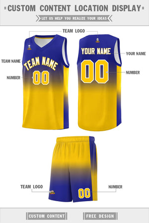 Custom Royal Gold Gradient Fashion Sets Sports Uniform Basketball Jersey