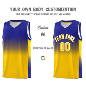 Custom Royal Gold Gradient Fashion Sets Sports Uniform Basketball Jersey