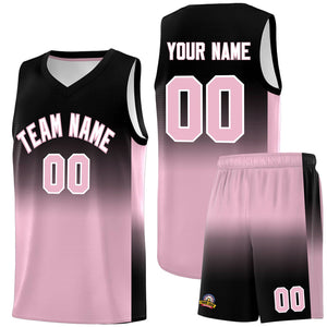 Custom Black Light Pink Gradient Fashion Sets Sports Uniform Basketball Jersey