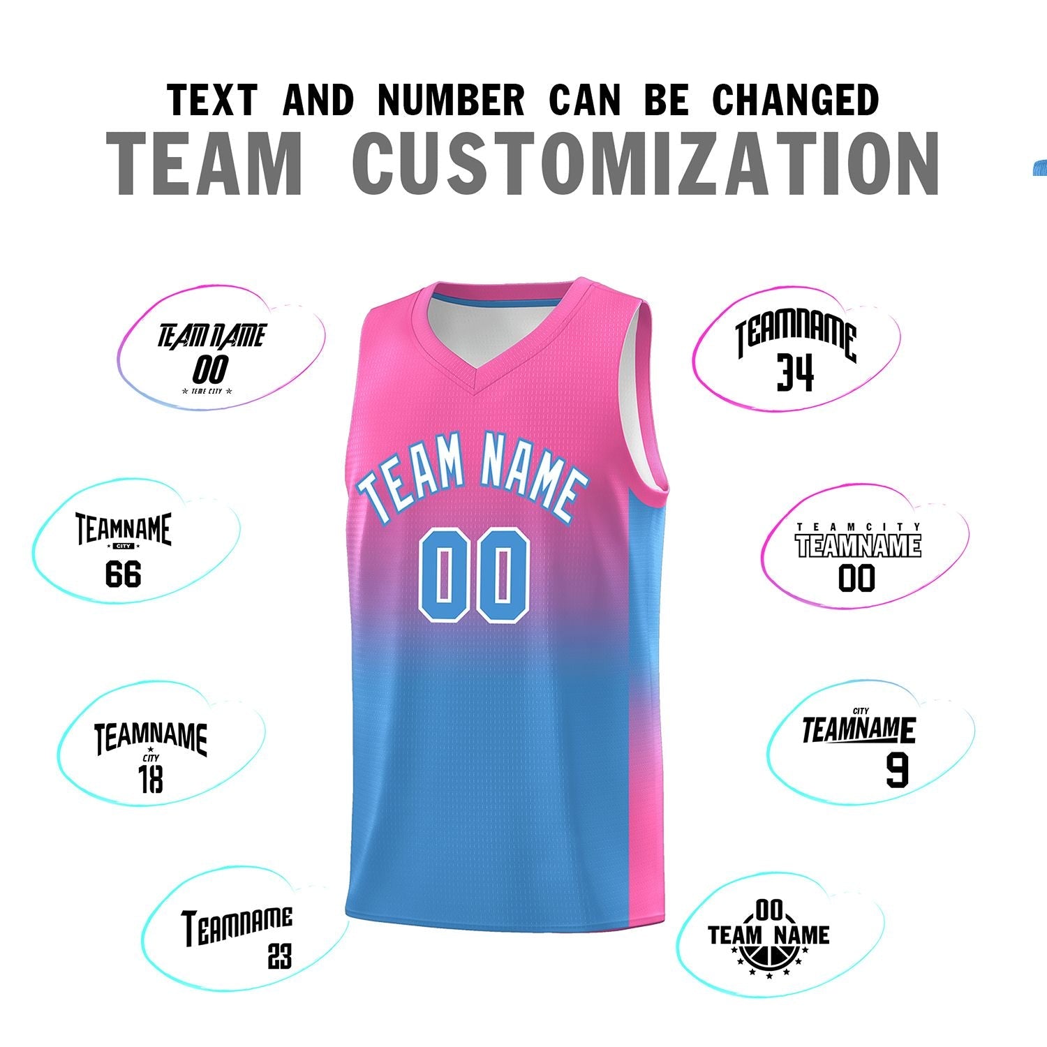 Custom Pink Powder Blue Gradient Fashion Sets Sports Uniform Basketball Jersey