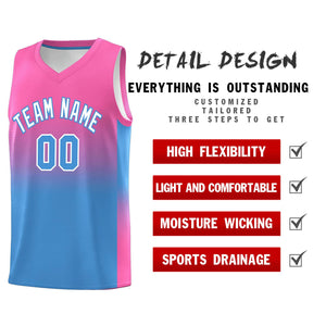 Custom Pink Powder Blue Gradient Fashion Sets Sports Uniform Basketball Jersey