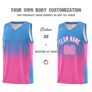 Custom Powder Blue Pink Gradient Fashion Sets Sports Uniform Basketball Jersey