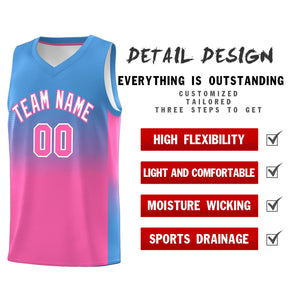 Custom Powder Blue Pink Gradient Fashion Sets Sports Uniform Basketball Jersey