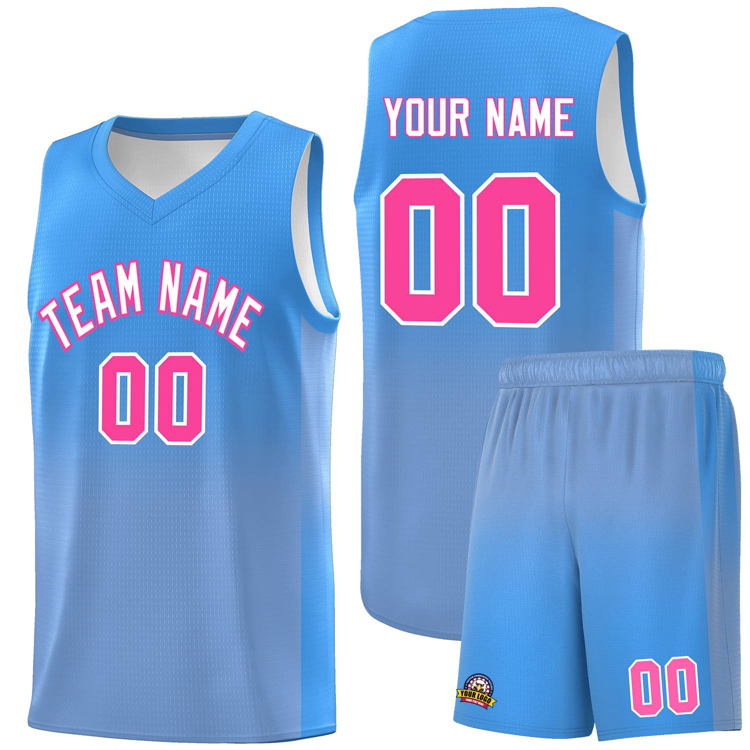 Custom Powder Blue Light Blue Gradient Fashion Sets Sports Uniform Basketball Jersey