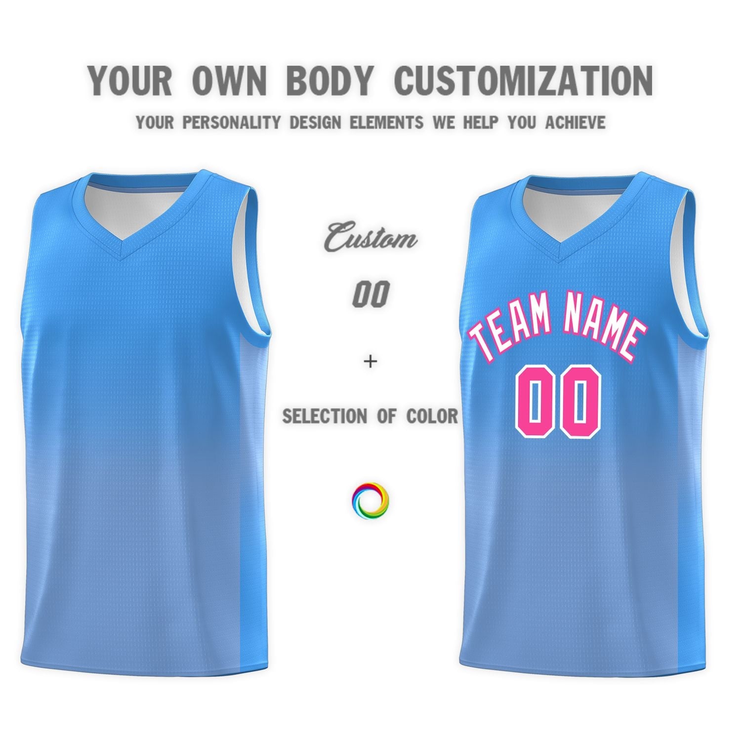 Custom Powder Blue Light Blue Gradient Fashion Sets Sports Uniform Basketball Jersey