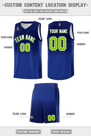 Custom Navy Royal Gradient Fashion Sets Sports Uniform Basketball Jersey