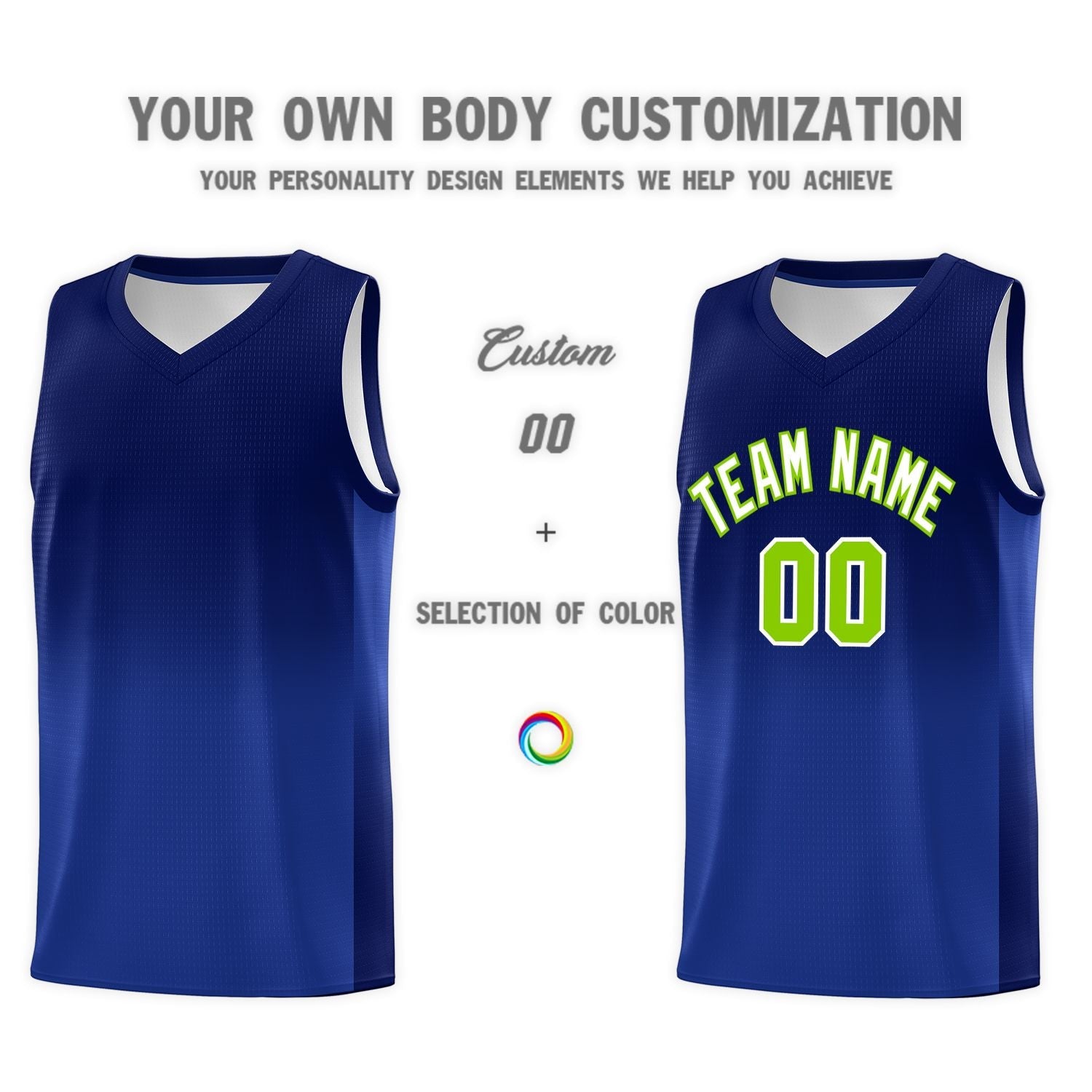 Custom Navy Royal Gradient Fashion Sets Sports Uniform Basketball Jersey