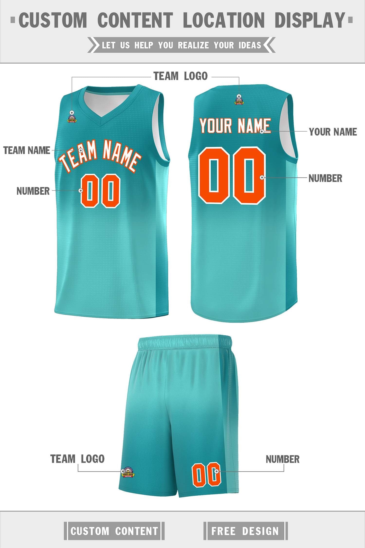 Custom Aqua Bright Green Gradient Fashion Sets Sports Uniform Basketball Jersey