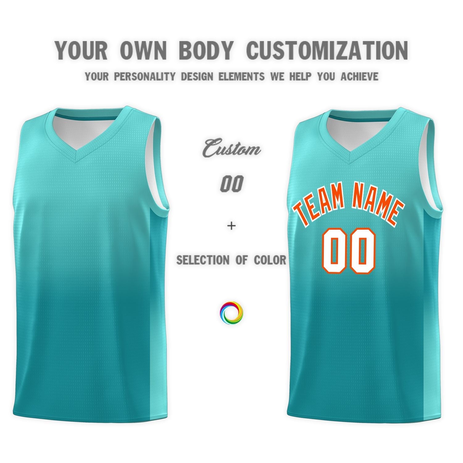 Custom Bright Green Aqua Gradient Fashion Sets Sports Uniform Basketball Jersey