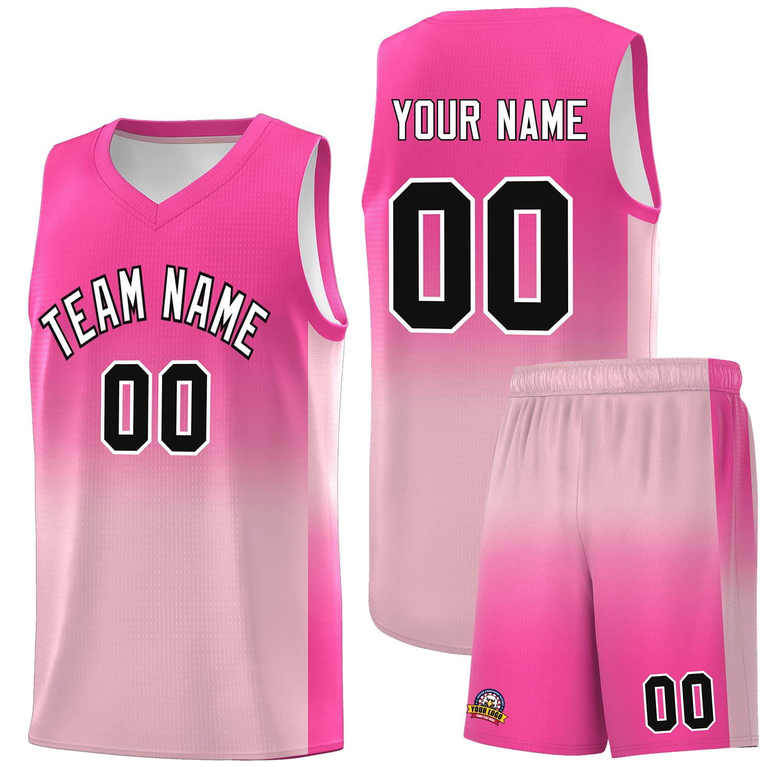 Custom Pink Light Pink Gradient Fashion Sets Sports Uniform Basketball Jersey