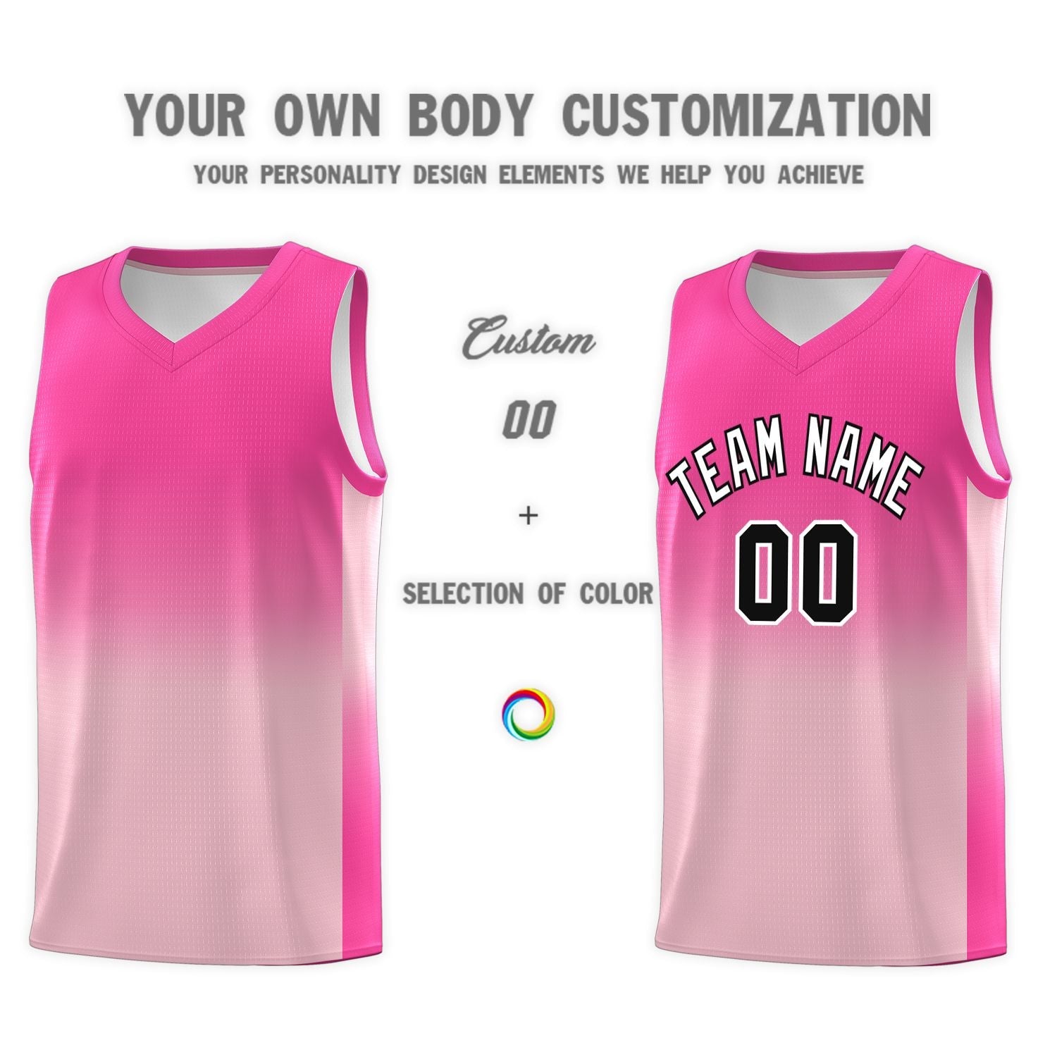 Custom Pink Light Pink Gradient Fashion Sets Sports Uniform Basketball Jersey