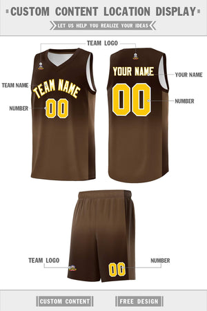 Custom Brown Light Brown Gradient Fashion Sets Sports Uniform Basketball Jersey