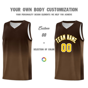 Custom Brown Light Brown Gradient Fashion Sets Sports Uniform Basketball Jersey