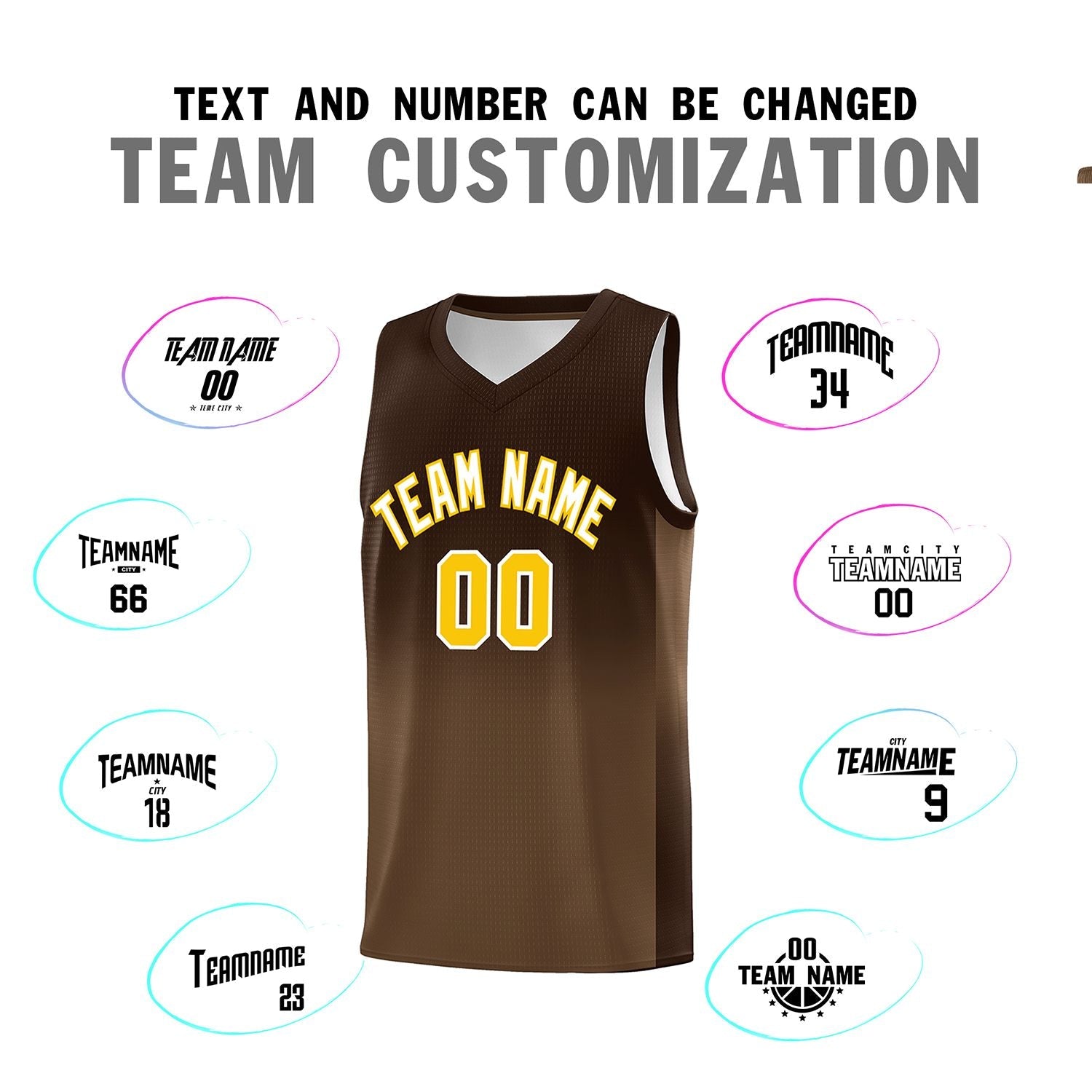 Custom Brown Light Brown Gradient Fashion Sets Sports Uniform Basketball Jersey