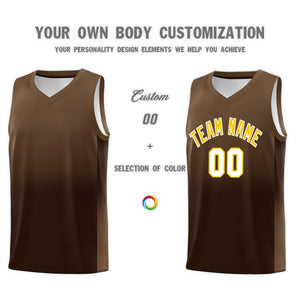 Custom Light Brown Brown Gradient Fashion Sets Sports Uniform Basketball Jersey