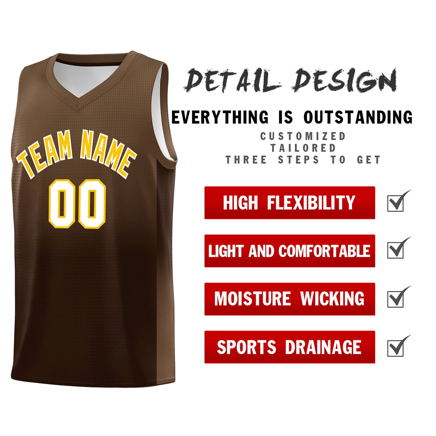 Custom Light Brown Brown Gradient Fashion Sets Sports Uniform Basketball Jersey