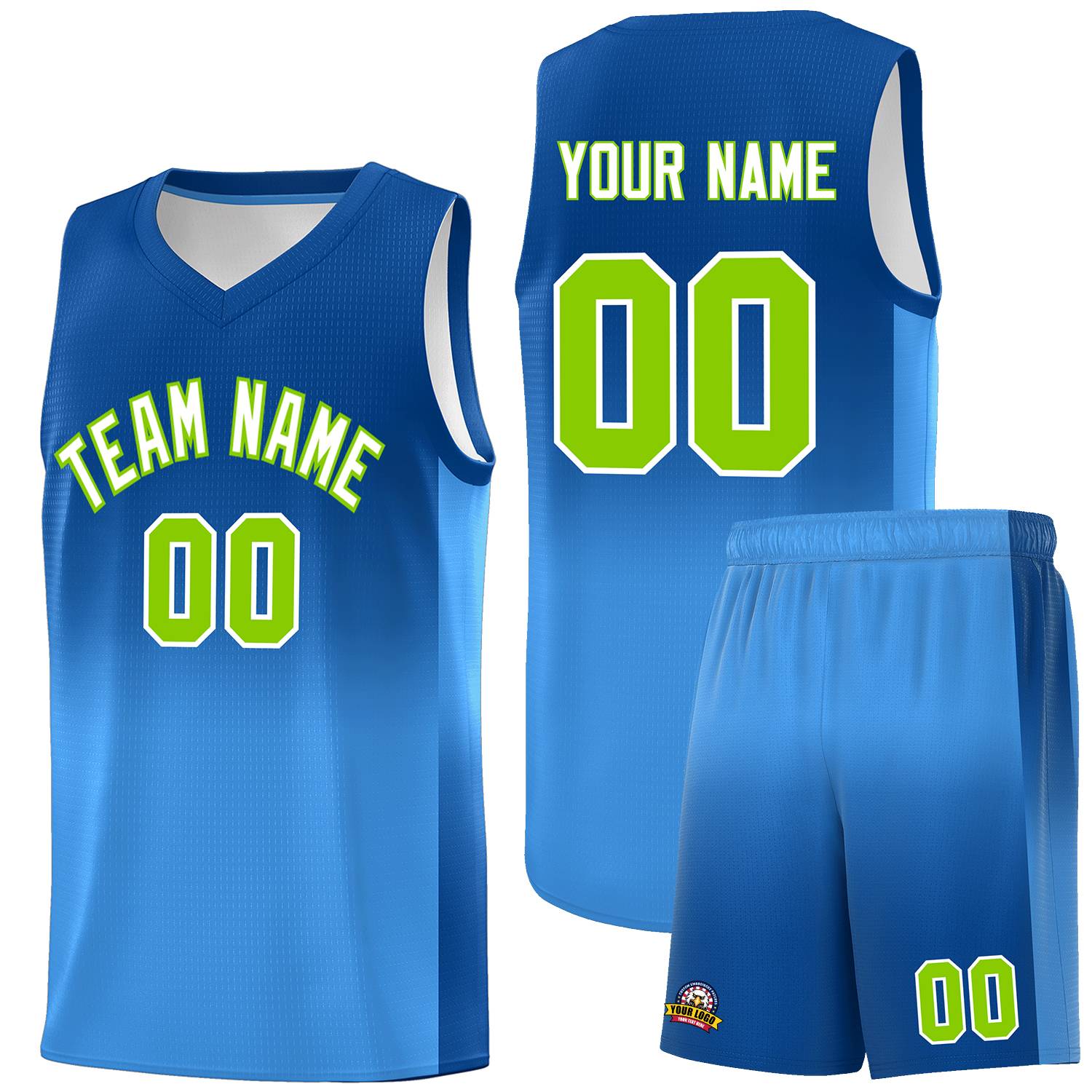 Custom Royal Powder Blue Gradient Fashion Sets Sports Uniform Basketball Jersey