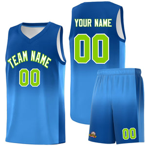 Custom Royal Powder Blue Gradient Fashion Sets Sports Uniform Basketball Jersey