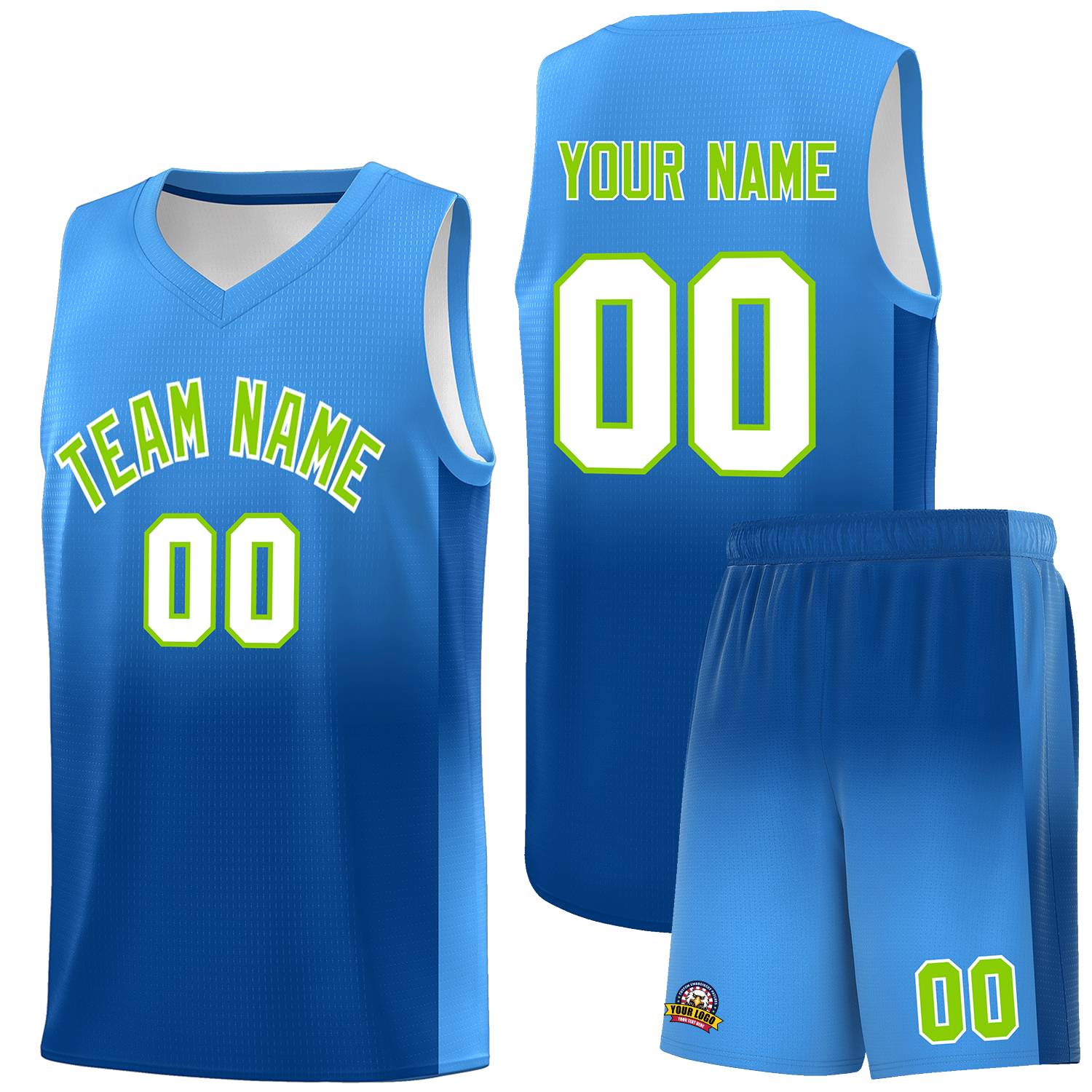 Custom Powder Blue Royal Gradient Fashion Sets Sports Uniform Basketball Jersey