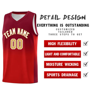 Custom Crimson Red Gradient Fashion Sets Sports Uniform Basketball Jersey