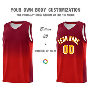 Custom Crimson Red Gradient Fashion Sets Sports Uniform Basketball Jersey