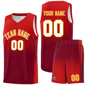 Custom Red Crimson Gradient Fashion Sets Sports Uniform Basketball Jersey