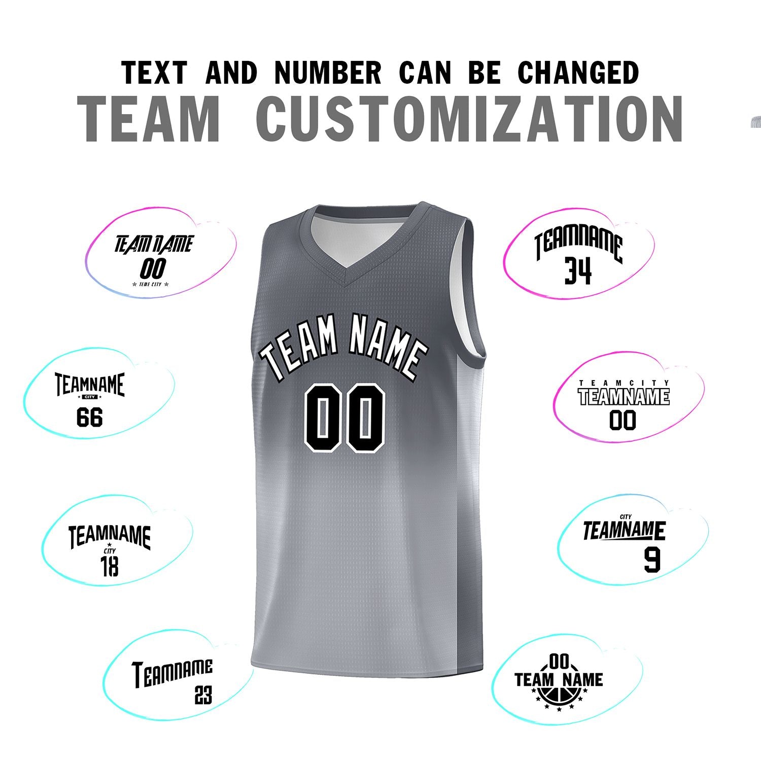 Custom Dark Gray Gray Gradient Fashion Sets Sports Uniform Basketball Jersey