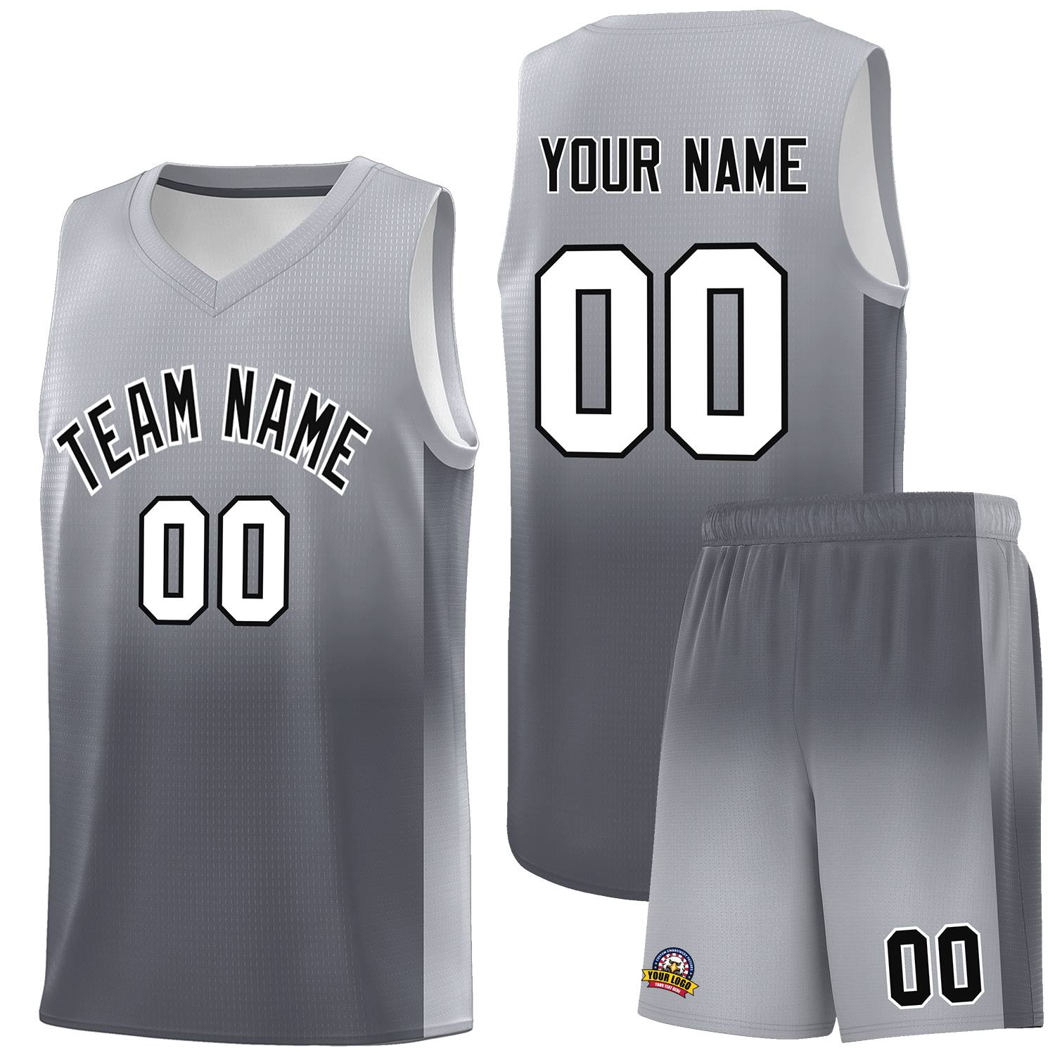 Custom Gray Dark Gray Gradient Fashion Sets Sports Uniform Basketball Jersey