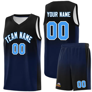 Custom Black Navy Gradient Fashion Sets Sports Uniform Basketball Jersey