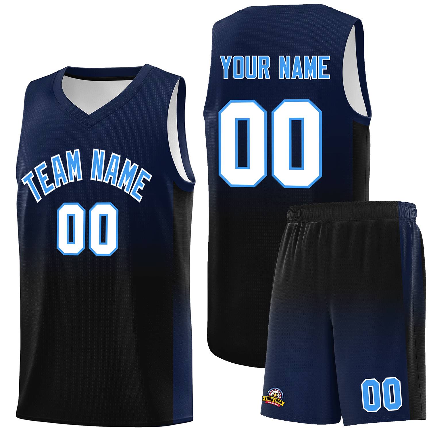 Custom Navy Black Gradient Fashion Sets Sports Uniform Basketball Jersey