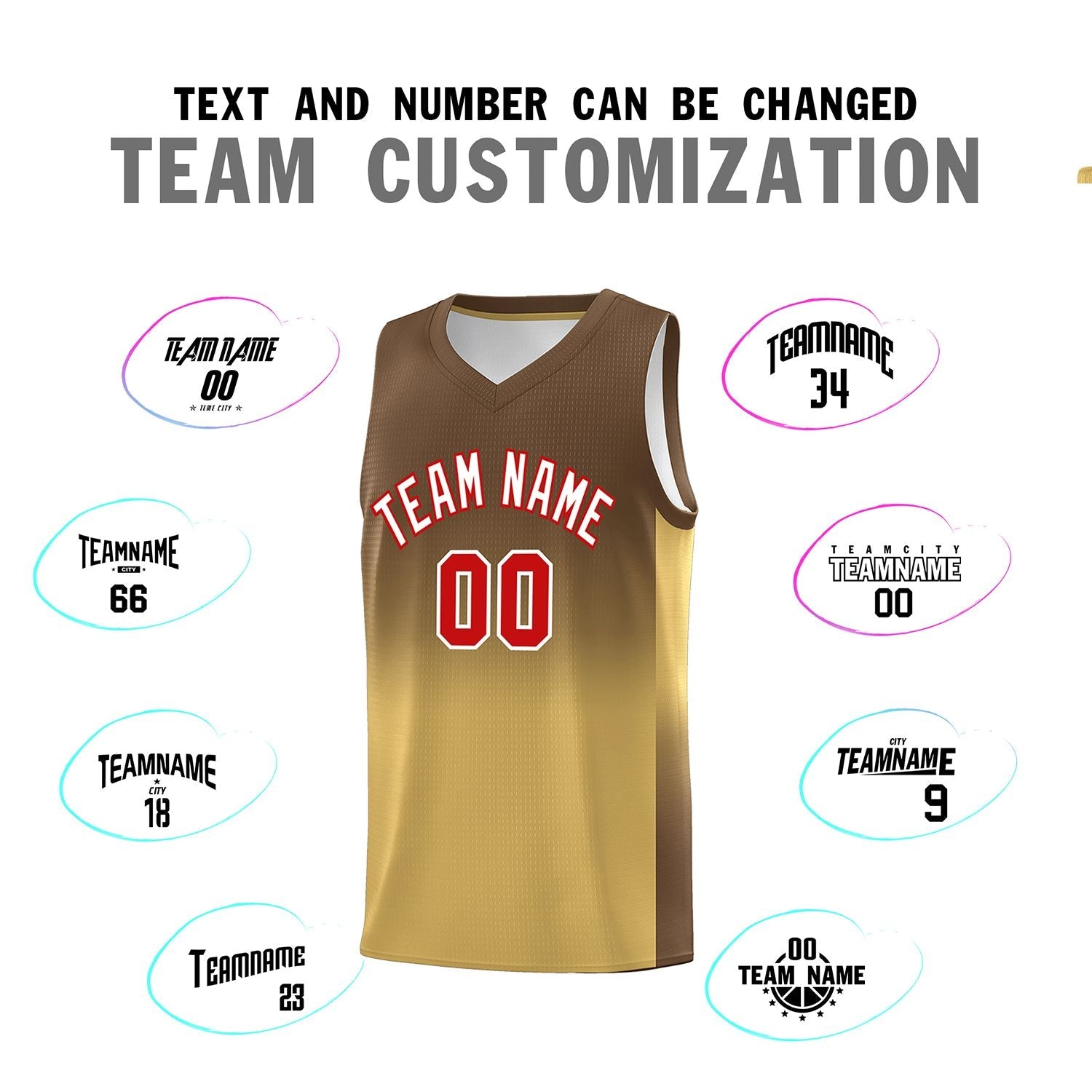 Custom Light Brown Old Gold Gradient Fashion Sets Sports Uniform Basketball Jersey