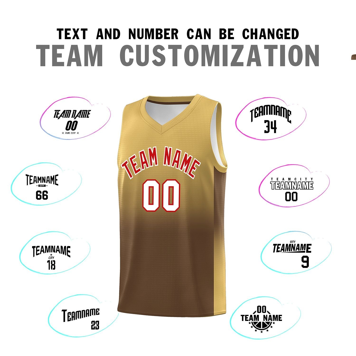 Custom Old Gold Light Brown Gradient Fashion Sets Sports Uniform Basketball Jersey