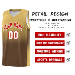 Custom Old Gold Light Brown Gradient Fashion Sets Sports Uniform Basketball Jersey