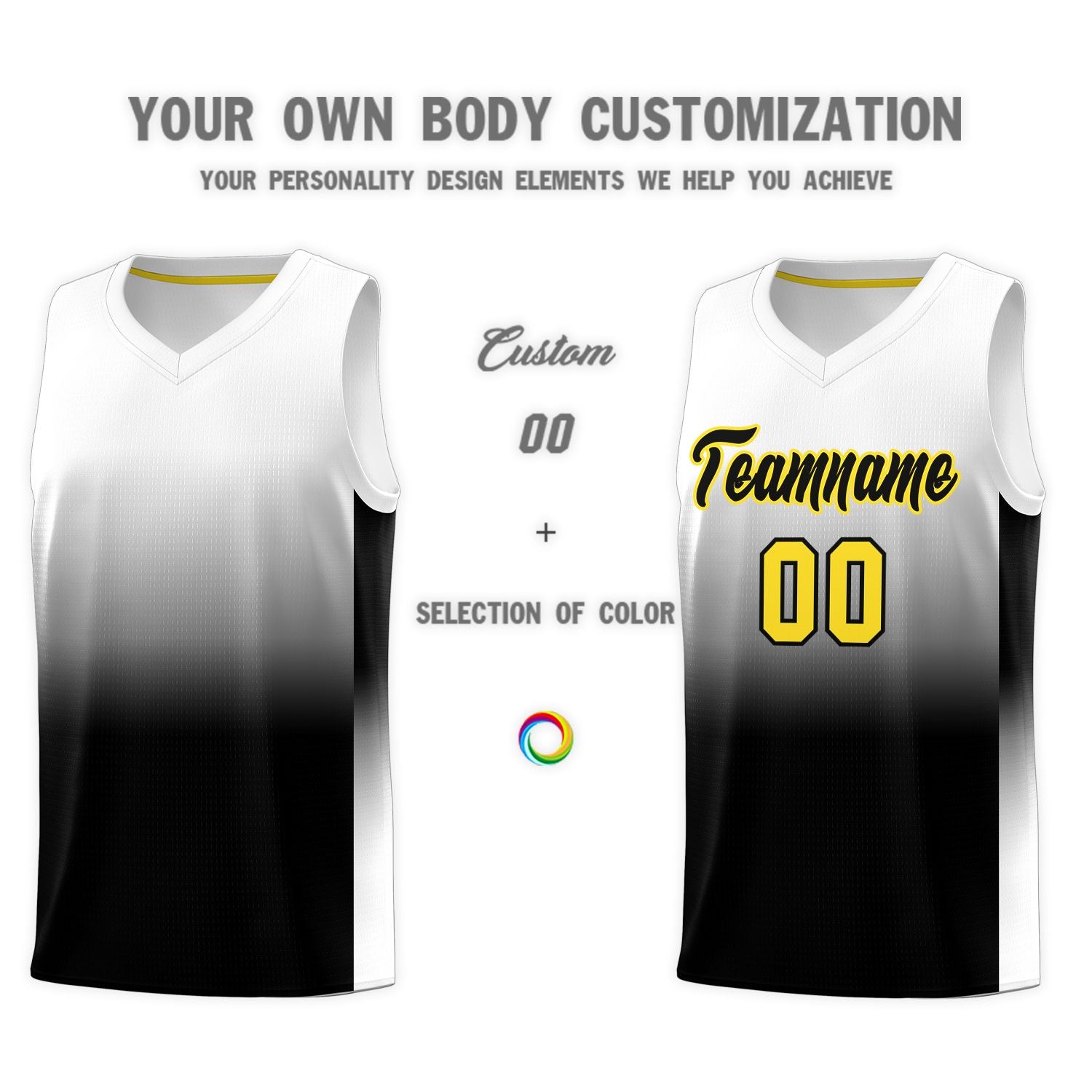 Custom White Black Gradient Fashion Sets Sports Uniform Basketball Jersey