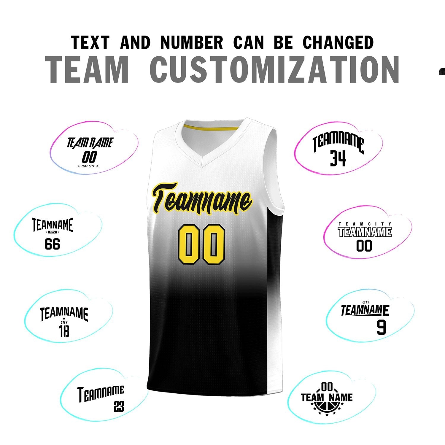 Custom White Black Gradient Fashion Sets Sports Uniform Basketball Jersey