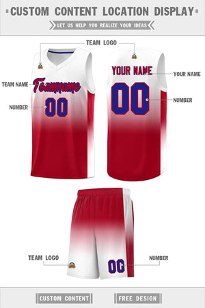 Custom White Red Gradient Fashion Sets Sports Uniform Basketball Jersey