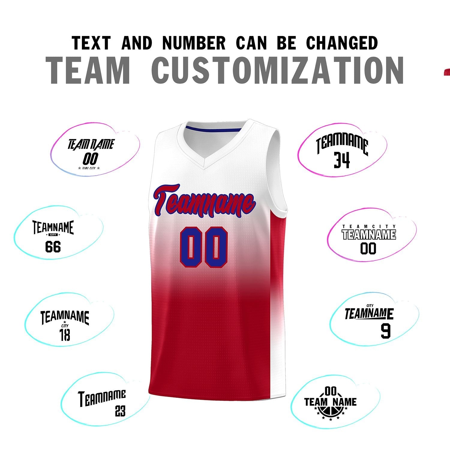 Custom White Red Gradient Fashion Sets Sports Uniform Basketball Jersey