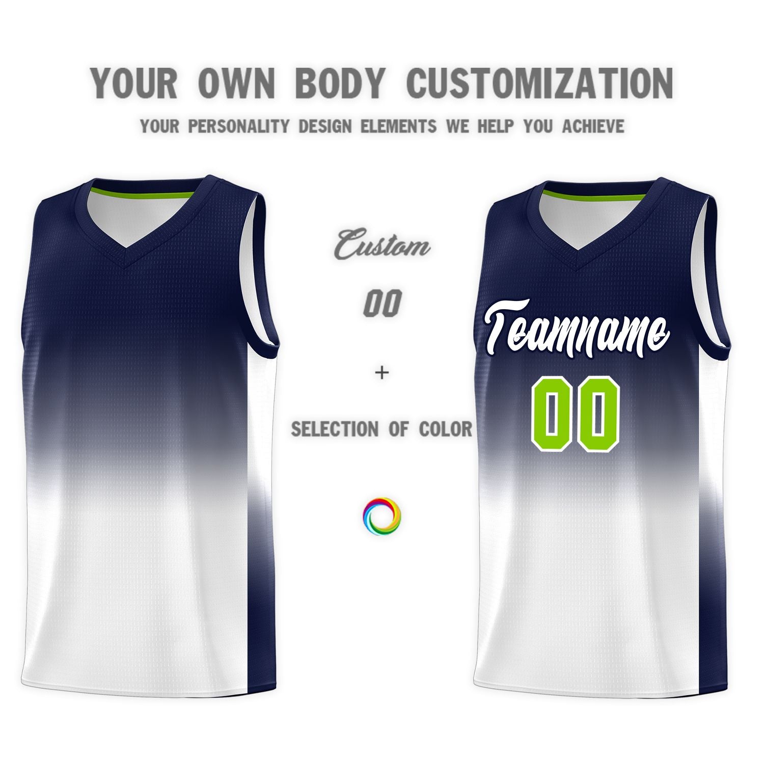 Custom Navy White Gradient Fashion Sets Sports Uniform Basketball Jersey